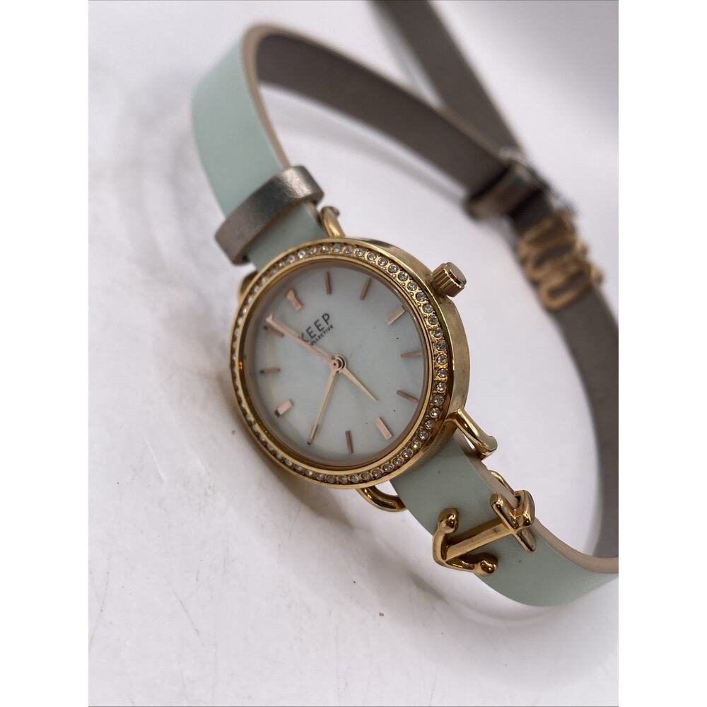 Keep Collective Womens Mop Dial Rose Gold Quartz Wrap Watch New Battery